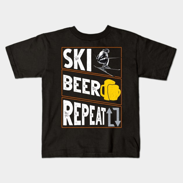 Ski. Beer. Repeat. Awesome Skiing & Drinking Skier Kids T-Shirt by theperfectpresents